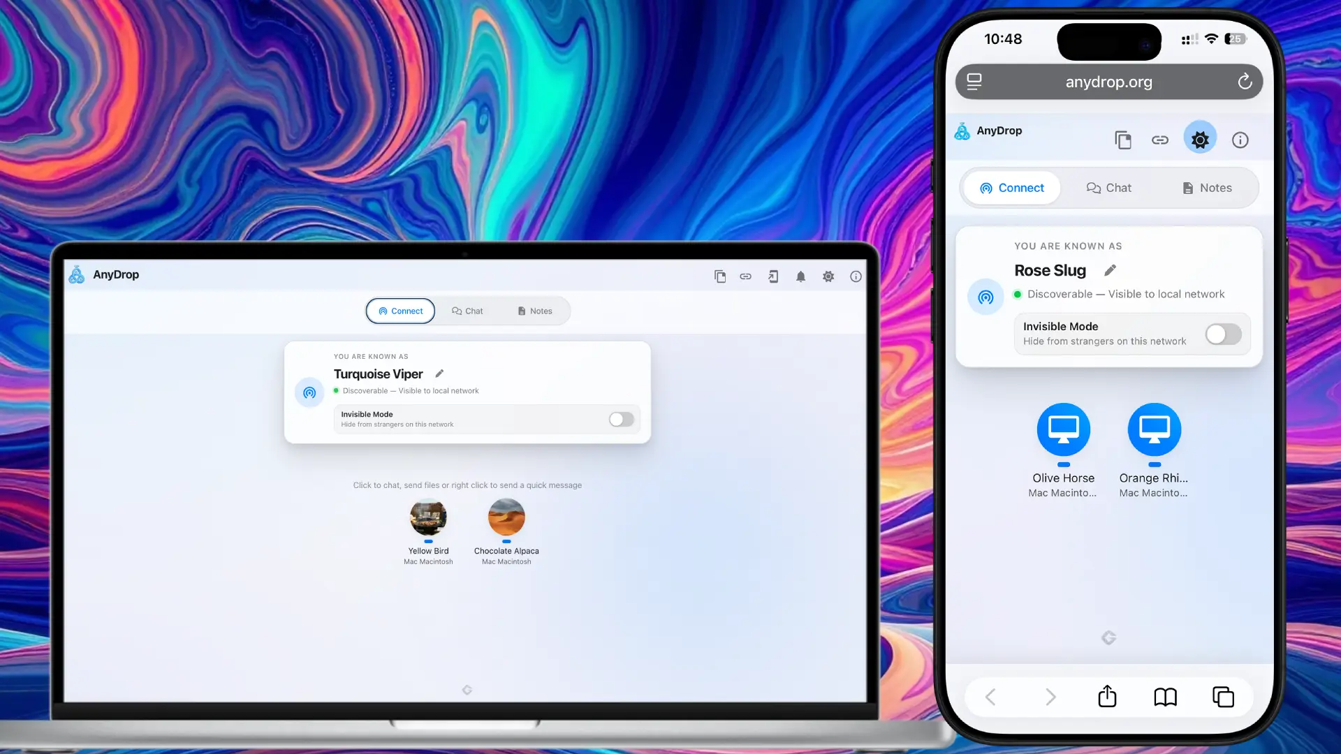 AnyDrop local network discovery interface