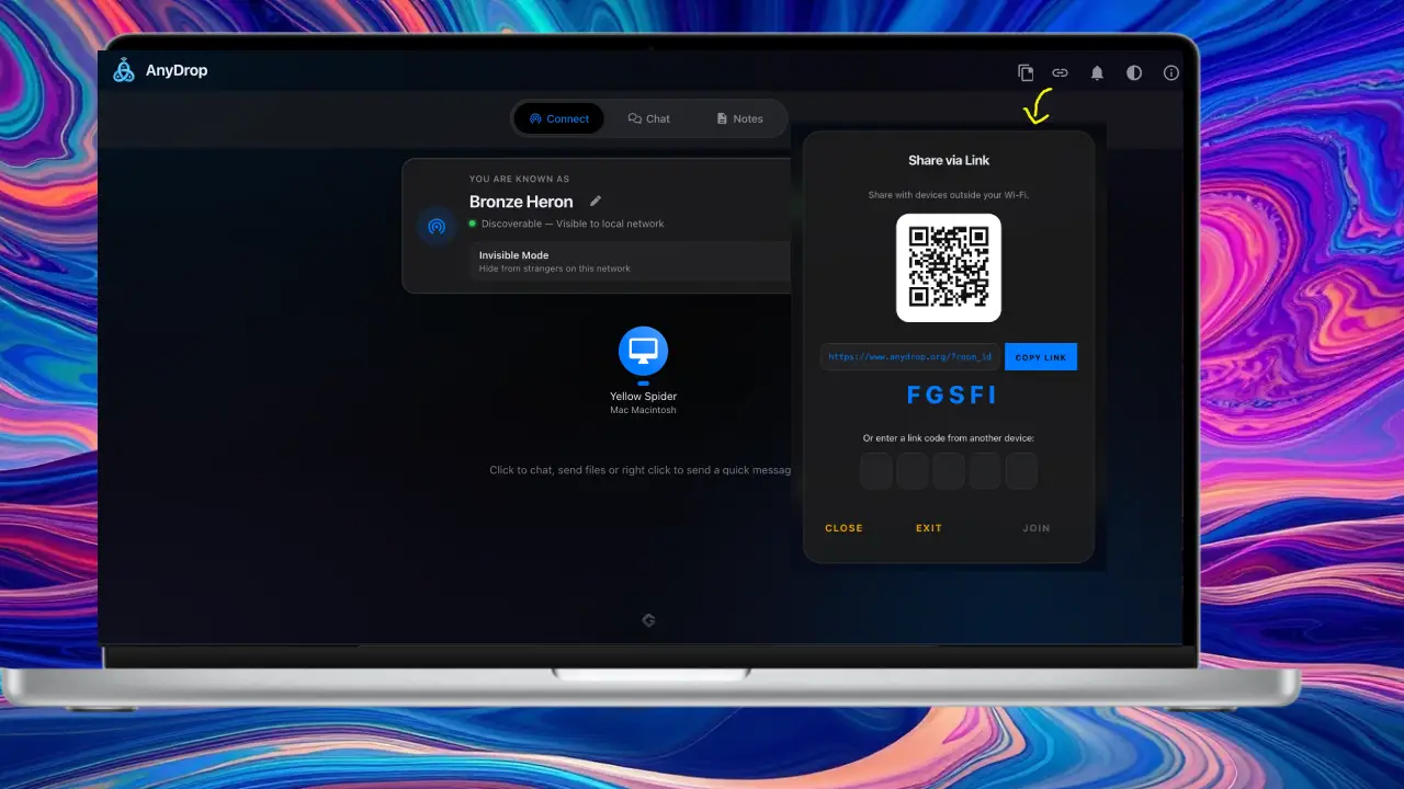 AnyDrop magic link cross-network connection